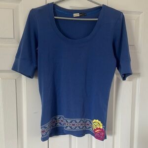 Denver Hayes Blue Fitted Embellished T-Shirt